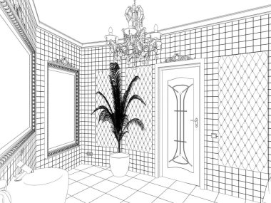 iç kontur görselleştirme, 3d illüstrasyon, kroki, anahat