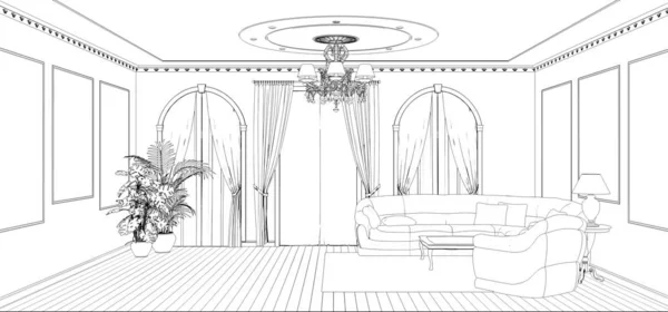 Contour Intérieur Visualisation Illustration Croquis Contour — Photo