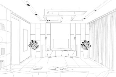 iç kontur görselleştirme, 3d illüstrasyon, kroki, anahat