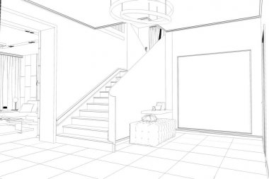 iç kontur görselleştirme, 3d illüstrasyon, kroki, anahat