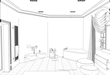 iç kontur görselleştirme, 3d illüstrasyon, kroki, anahat