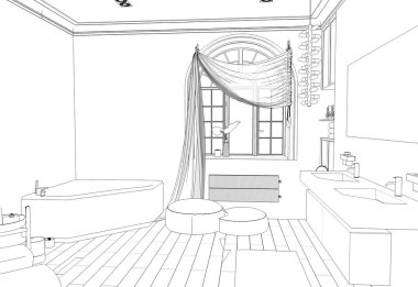 iç kontur görselleştirme, 3d illüstrasyon, kroki, anahat