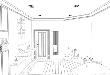 iç kontur görselleştirme, 3d illüstrasyon, kroki, anahat