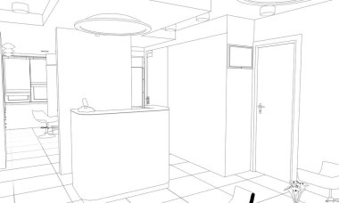 iç kontur görselleştirme, 3d illüstrasyon, kroki, anahat