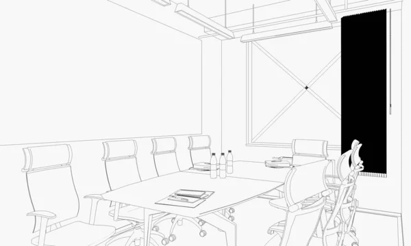 Interior Contour Visualization Illustration Sketch Outline — Stock Photo, Image