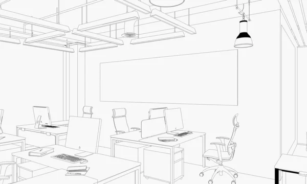 Interior Contour Visualization Illustration Sketch Outline — Stock Photo, Image