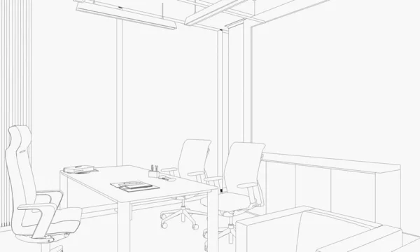 Interior Contour Visualization Illustration Sketch Outline — Stock Photo, Image