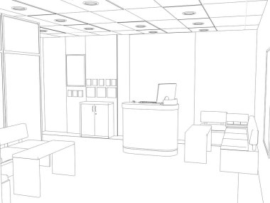 iç kontur görselleştirme, 3d illüstrasyon, kroki, anahat