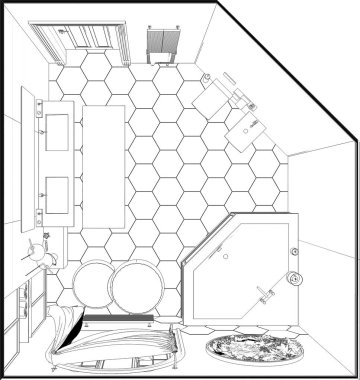 iç kontur görselleştirme, 3d illüstrasyon, kroki, anahat