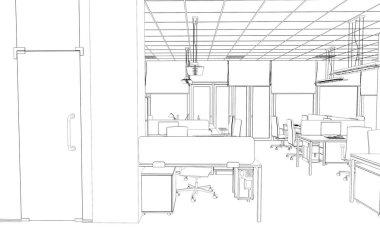 iç kontur görselleştirme, 3d illüstrasyon, kroki, anahat