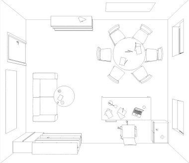 iç kontur görselleştirme, 3d illüstrasyon, kroki, anahat