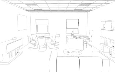 iç kontur görselleştirme, 3d illüstrasyon, kroki, anahat