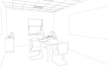 iç kontur görselleştirme, 3d illüstrasyon, kroki, anahat