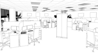 iç kontur görselleştirme, 3d illüstrasyon, kroki, anahat