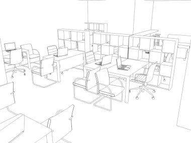 iç kontur görselleştirme, 3d illüstrasyon, kroki, anahat