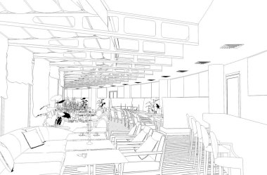 iç kontur görselleştirme, 3d illüstrasyon, kroki, anahat