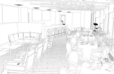 iç kontur görselleştirme, 3d illüstrasyon, kroki, anahat