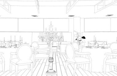 iç kontur görselleştirme, 3d illüstrasyon, kroki, anahat