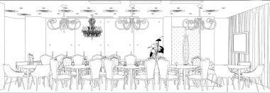 iç kontur görselleştirme, 3d illüstrasyon, kroki, anahat