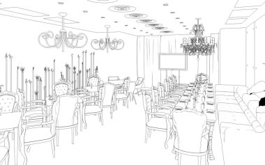 iç kontur görselleştirme, 3d illüstrasyon, kroki, anahat