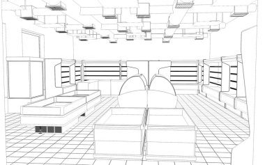 iç kontur görselleştirme, 3d illüstrasyon, kroki, anahat