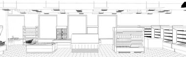 iç kontur görselleştirme, 3d illüstrasyon, kroki, anahat