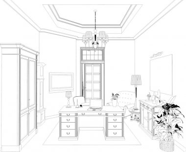 iç kontur görselleştirme, 3d illüstrasyon, kroki, anahat