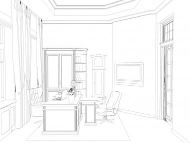 iç kontur görselleştirme, 3d illüstrasyon, kroki, anahat