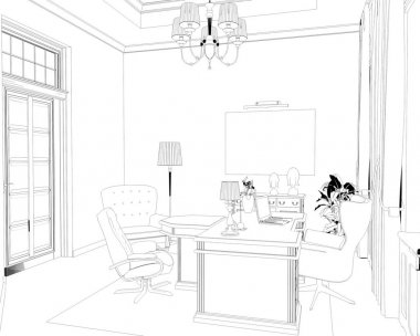 iç kontur görselleştirme, 3d illüstrasyon, kroki, anahat