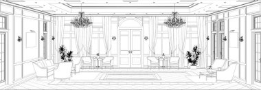 iç kontur görselleştirme, 3d illüstrasyon, kroki, anahat