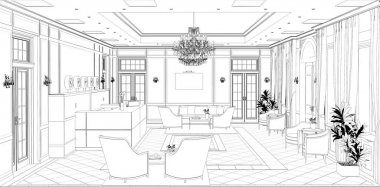 iç kontur görselleştirme, 3d illüstrasyon, kroki, anahat