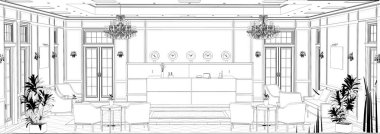 iç kontur görselleştirme, 3d illüstrasyon, kroki, anahat