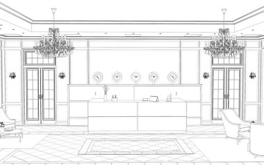 iç kontur görselleştirme, 3d illüstrasyon, kroki, anahat