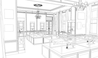 iç kontur görselleştirme, 3d illüstrasyon, kroki, anahat