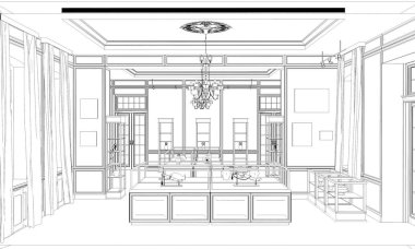 iç kontur görselleştirme, 3d illüstrasyon, kroki, anahat