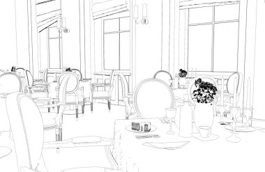 iç kontur görselleştirme, 3d illüstrasyon, kroki, anahat