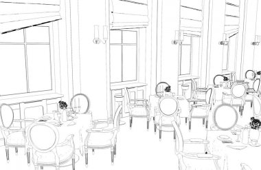 iç kontur görselleştirme, 3d illüstrasyon, kroki, anahat