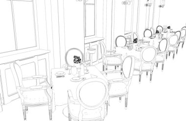 iç kontur görselleştirme, 3d illüstrasyon, kroki, anahat