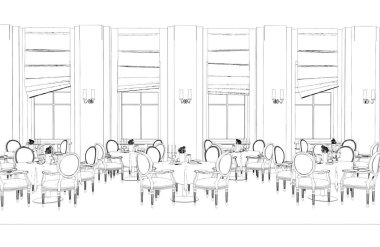 iç kontur görselleştirme, 3d illüstrasyon, kroki, anahat