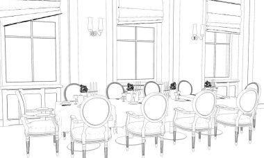 iç kontur görselleştirme, 3d illüstrasyon, kroki, anahat