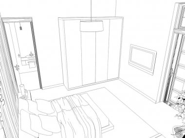 iç kontur görselleştirme, 3d illüstrasyon, kroki, anahat