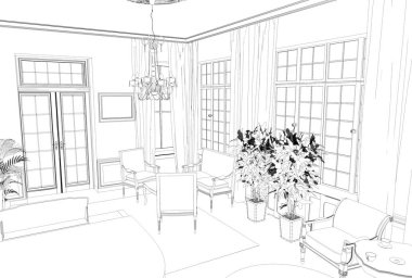 iç kontur görselleştirme, 3d illüstrasyon, kroki, anahat