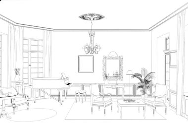 iç kontur görselleştirme, 3d illüstrasyon, kroki, anahat