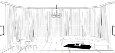 iç kontur görselleştirme, 3d illüstrasyon, kroki, anahat