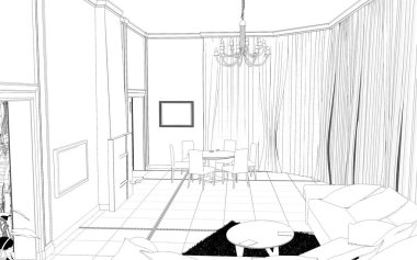 iç kontur görselleştirme, 3d illüstrasyon, kroki, anahat