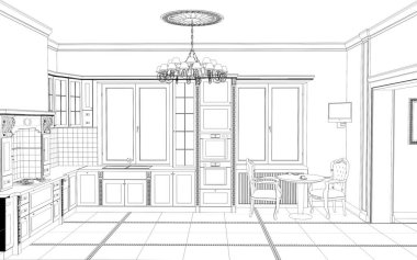 iç kontur görselleştirme, 3d illüstrasyon, kroki, anahat