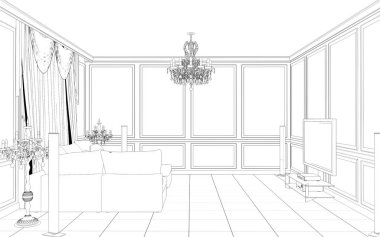 iç kontur görselleştirme, 3d illüstrasyon, kroki, anahat