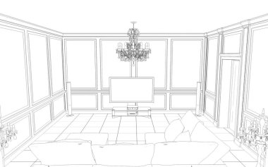 iç kontur görselleştirme, 3d illüstrasyon, kroki, anahat