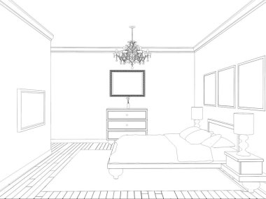 iç kontur görselleştirme, 3d illüstrasyon, kroki, anahat