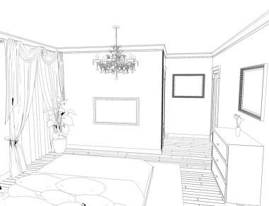 iç kontur görselleştirme, 3d illüstrasyon, kroki, anahat